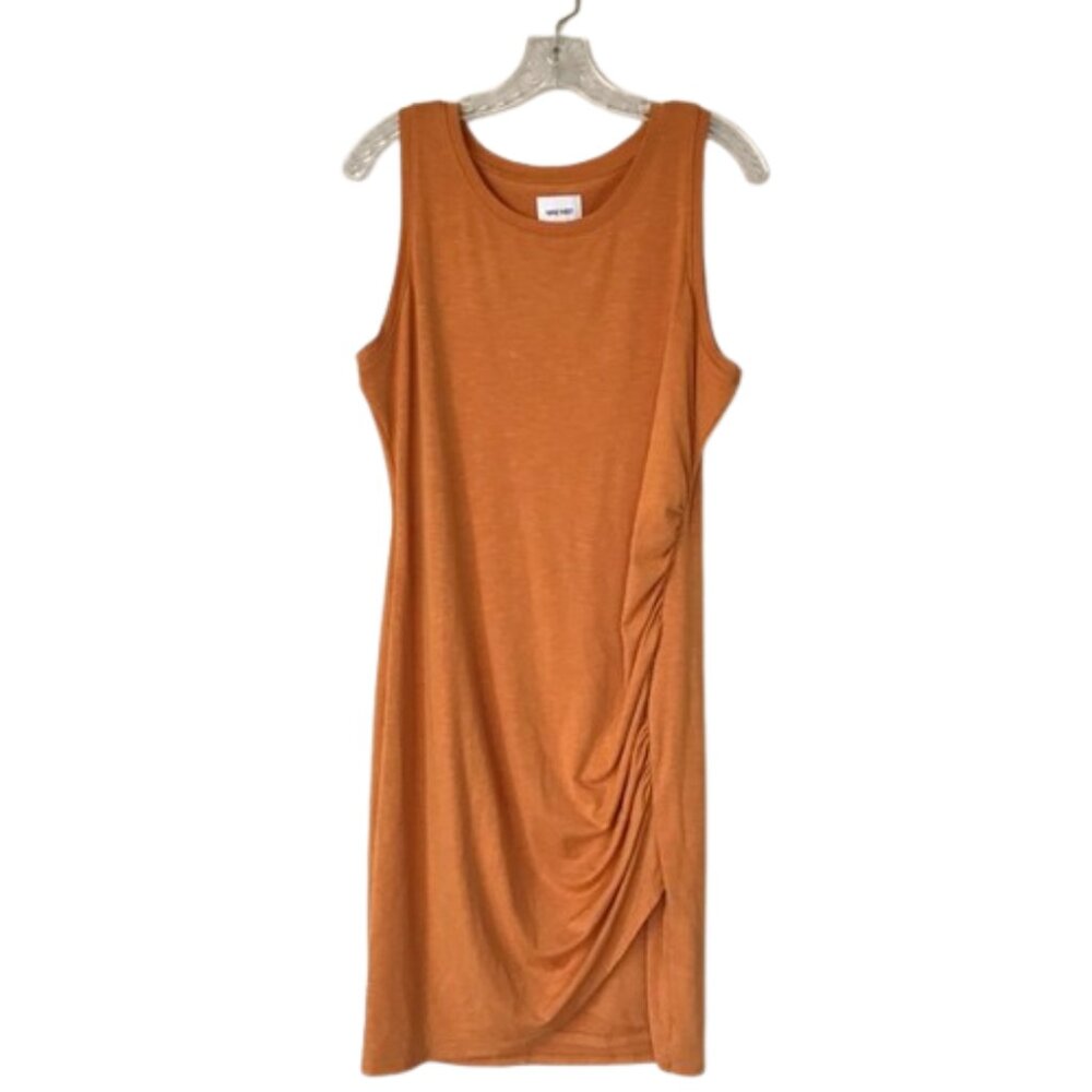 Nine West Sleeveless Dress Side Ruching Apricot Color, Size L